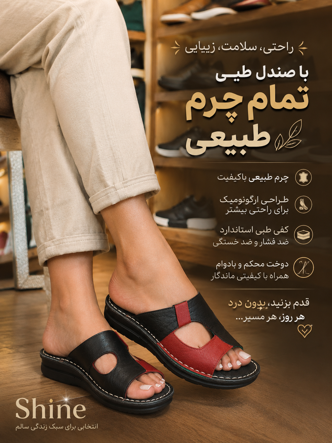 صندل طبی تمام چرم از سایز ۳۷الی۴۱